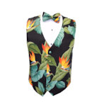 Hawaiian Bird of Paradise Tuxedo Vest and Bow Tie Set