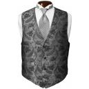 Jean Yves Platinum Paisley Tuxedo Vest and Bow Tie Set