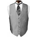 Jean Yves Platinum Stripe Tuxedo Vest and Bow Tie Set