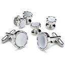 Diamond Cut Mother of Pearl Cufflink and Stud Set
