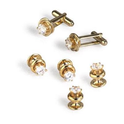 Rhinestone Knot Cufflinks and Studs