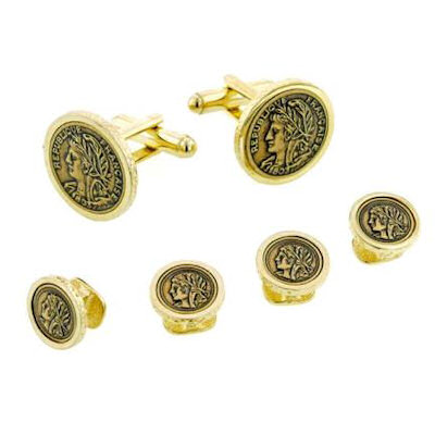 Faux French Coin Cufflinks and Studs