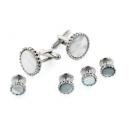 Fluted Edge Mother of Pearl Cufflinks and Studs