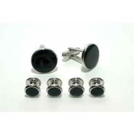 Silver and Black Budget Cuffllinks and Studs