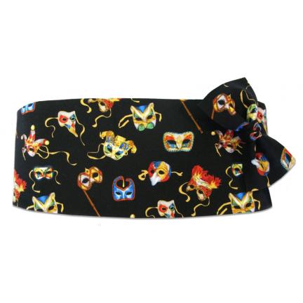 Mardi Gras Masquerade Ball Masks Cummerbund and Bow Tie Set