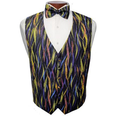 David's Formal Wear - Mardi Gras Streamers Vest and Tie Set