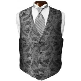 David's Formal Wear - Jean Yves Platinum Paisley Tuxedo Vest and Tie Set