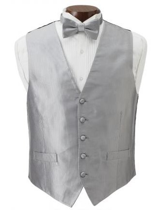 David's Formal Wear - Joseph Abboud Silver Stripe Vest and Tie Set