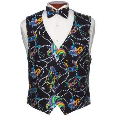 Mardi Gras Big Easy Tuxedo Vest and Bow Tie Set