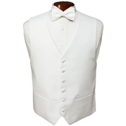 White Piqué Tuxedo Vest and Bow Tie Set